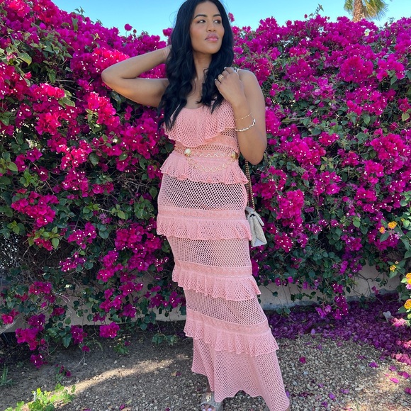 REVOLVE Dresses & Skirts - Blush Pink Crochet Dress